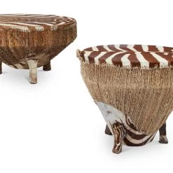 A Modern Grand Tour A Pair Of African Zebra Skin Drum Tables Furniture