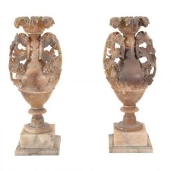 A Modern Grand Tour A Pair Of Italian Turned And Carved Alabaster Vases
