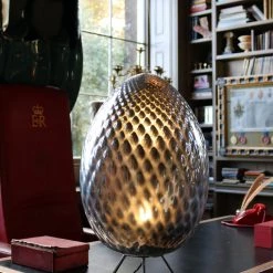THE AYNHOE PARK COLLECTION Silver Murano Glass Egg Lamp Lighting