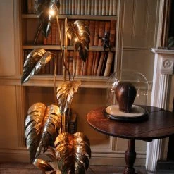 A Modern Grand Tour Brass Leaf Floor Lamp