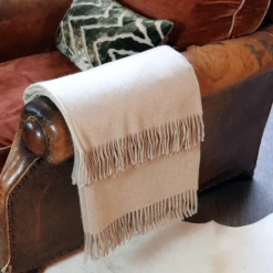 A Modern Grand Tour The Bedroom Lambswool Angora Throw Mushroom