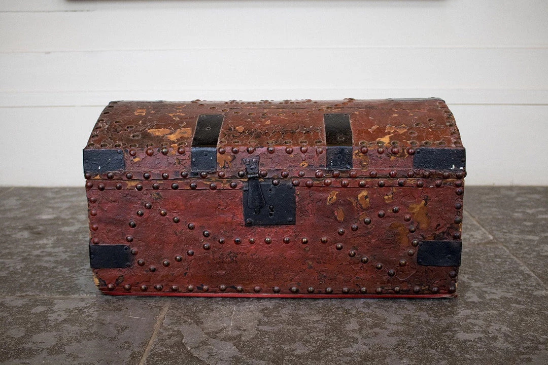 THE AYNHOE PARK COLLECTION Furniture Georgian Red Leather Trunk 5 THE AYNHOE PARK COLLECTION Furniture Georgian Red Leather Trunk