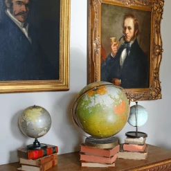 A Modern Grand Tour Vintage Geographical Globe On Wooden Base The Library