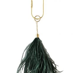 A Modern Grand Tour Feather Keyring In Bottle Green