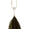 A Modern Grand Tour Feather Keyring In Moss