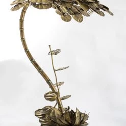 THE AYNHOE PARK COLLECTION Pair Of Brass Waterlilies