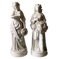 A Modern Grand Tour Curiosities Pair Of Early 20th Century English, Classical Bisque Ladies