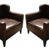 A Modern Grand Tour Pair Of Brown Leather Armchairs Furniture
