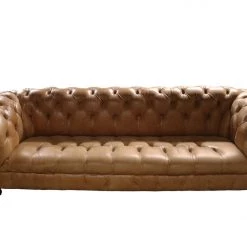 A Modern Grand Tour Brown Leather Chesterfield Sofa