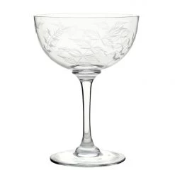 A Modern Grand Tour Homeware A Set Of Six Oval Engraved Champagne Coupe Glasses