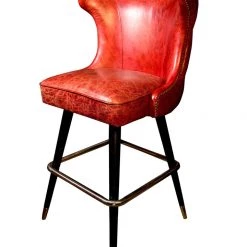 A Modern Grand Tour A Red Leather Button Back Bar Stool Furniture